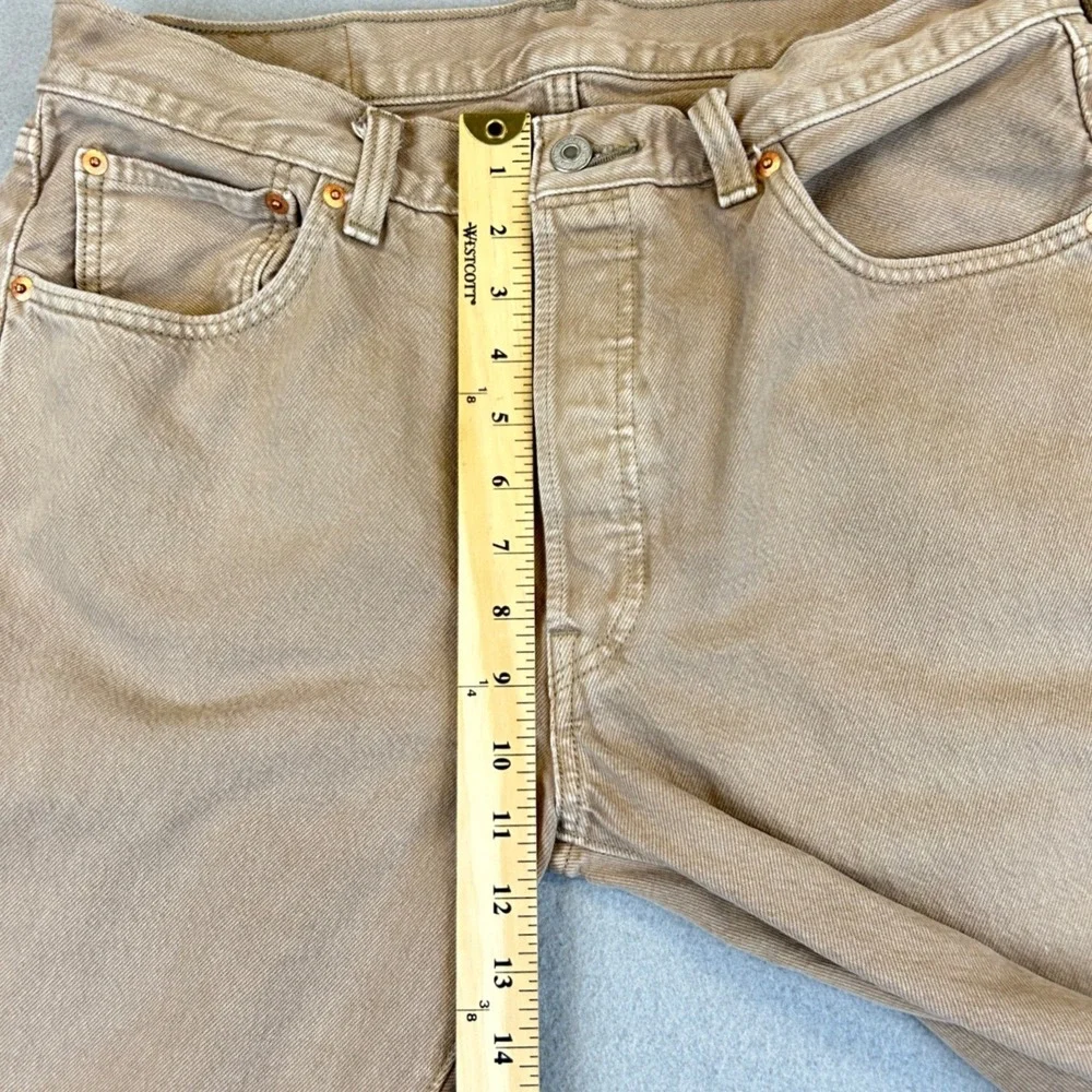 Levis 501 Jeans Mens 33x30 Tan Khaki Straight Leg Button Fly Denim